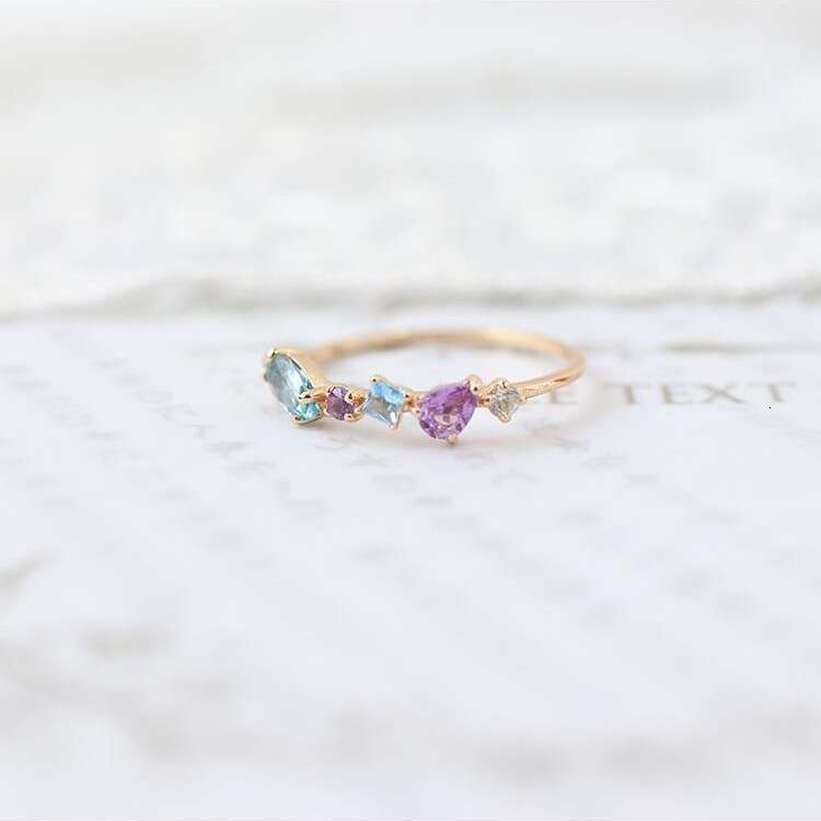Inlaid Zircon Vintage for Women High-End Luxury Geometric Irregular Open Ring i Style