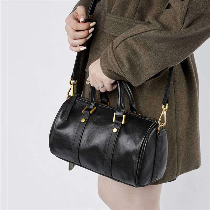 Burminsa Genuine Leather Boston Small Shoulder Crossbody Bags For Women 2025 Trend Designer Top Handle Pillow Ladies Handbags