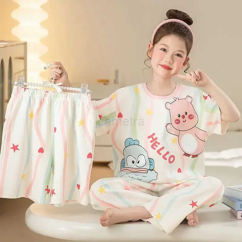 Sanrio Hangyodon Kawaii Anime Sanrio Ins Fashion Baby My Melody Clothes Pajamas Summer Cotton Cute Short-sleeved Shirt Pants Gifts XJ250618XJ250618