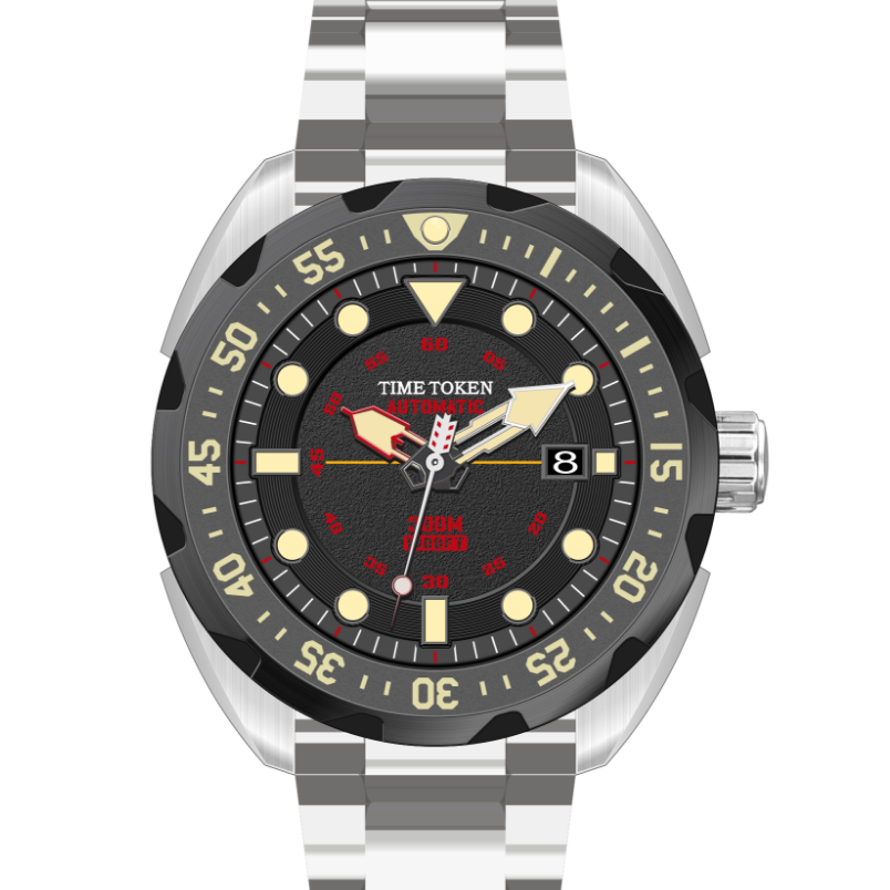 TIME TOKEN Dive Watch 316L Steel Case NH35 Movement Sapphire Glass 304L Strap 300M Water Resistance