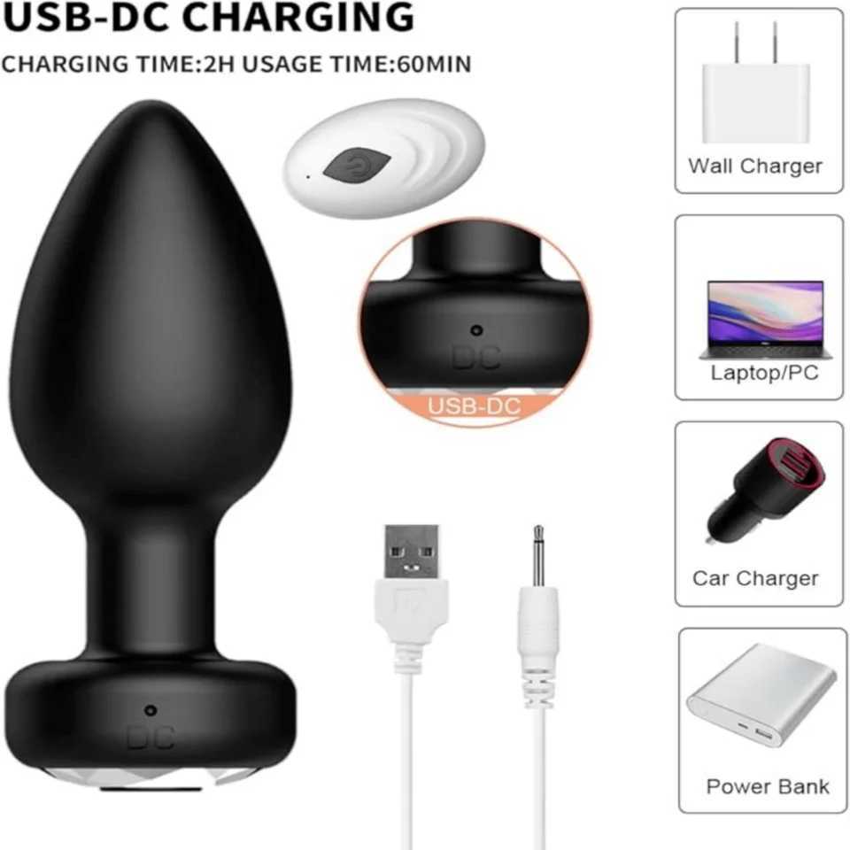 10 modes of anal vibrator made of silicone material black ultra-high frequency USB connection remote control 10 modes of fr XJ250618