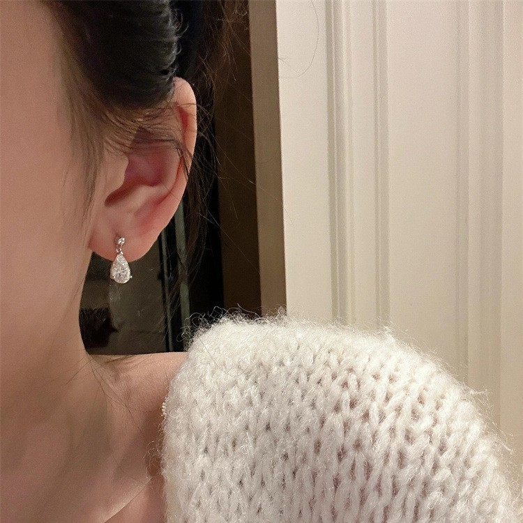 French Choucong Brand Stud Earrings Simple Fashion Jewelry 925 Sterling Silver Water Drop 5A Cubic Zircon CZ Diamond 18k Gold Party Lady Luxury Earrin