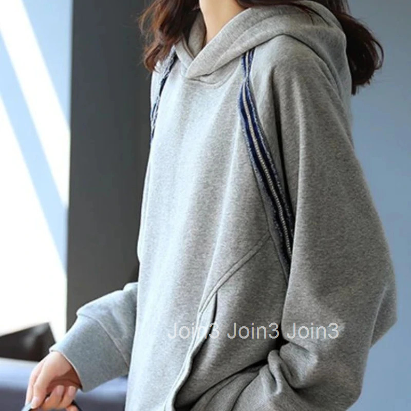 Thick Woman Tops Cold Hooded Sweatshirt for Women Grey Warm Autumn and Winter Hoodies Kpop 2000s High Quality On Promotion E Emo