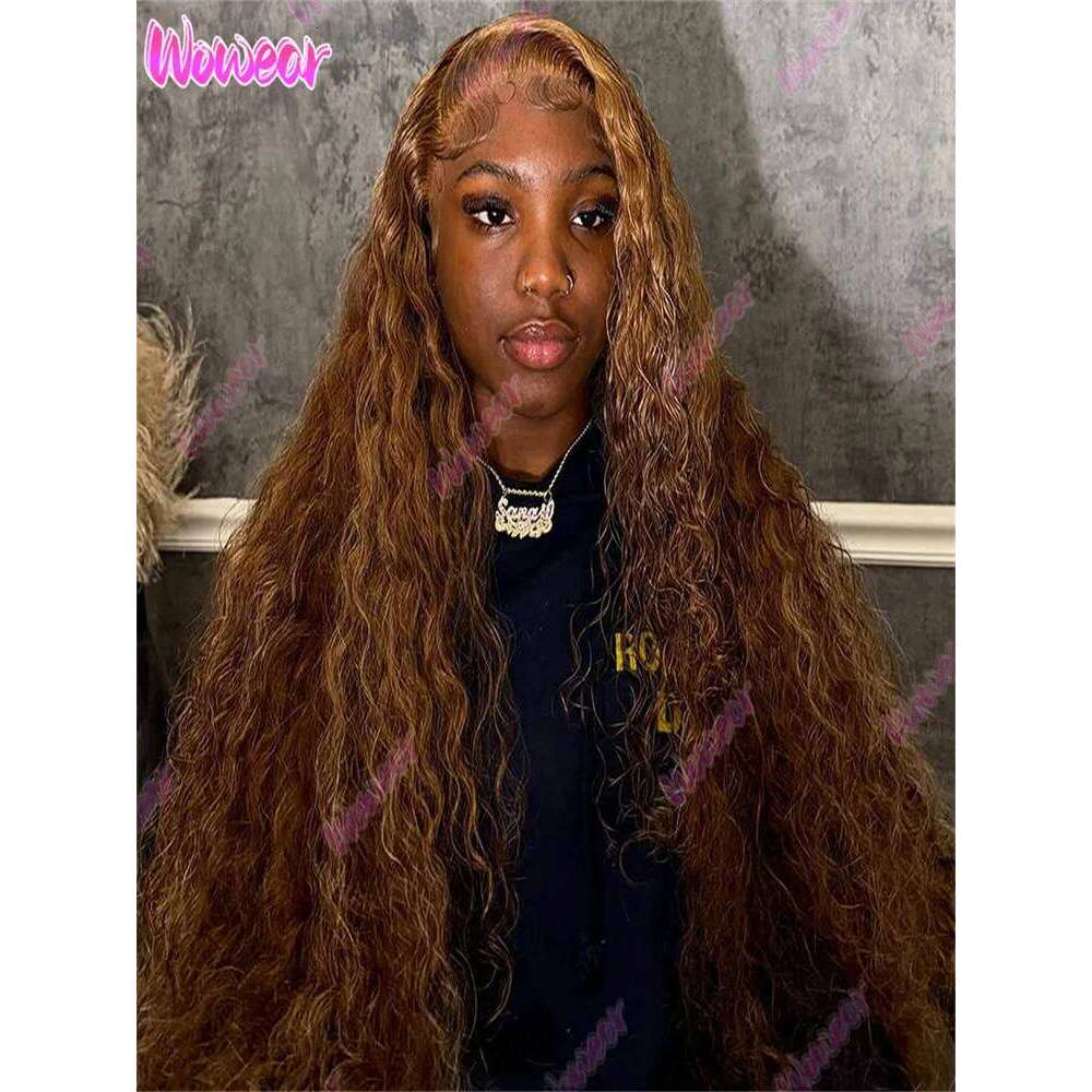 Highlight Human Hair Curly 13x4 Deep Wave 13x6 Hd Lace Frontal Wig 30 Inch Ombre 4/27 Brazilian Wigs