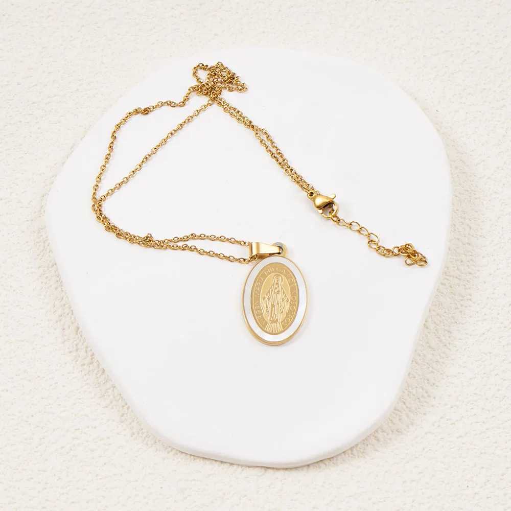 Virgin Necklace Stainless Steel Virgin Mary Choker For Women Men Gold Color Metal Virgin Medals Guadalupe Collier Femme W250618