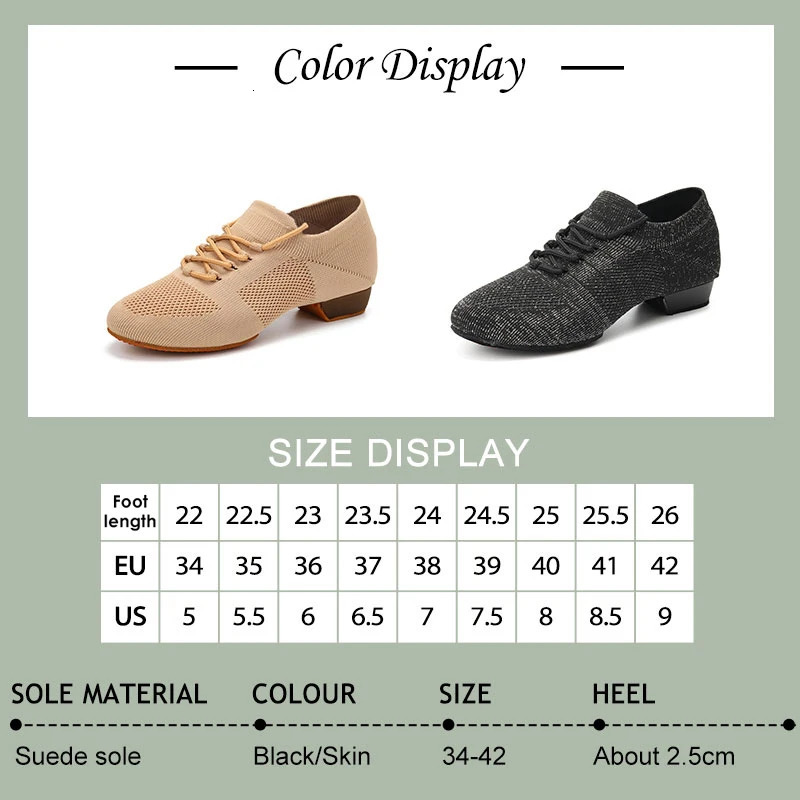 Women Dance Shoes Knitted Teacher Shoes Soft sole Low Heel Latin Training Shoes Ballet Dance Shoes Jazz Ballroom Sneakers Girls 250613