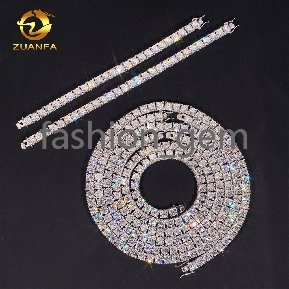5mm 6.5mm Custom GRA Certificate VVS Moissanite Diamond-Studded Side Iced Out Tennis Chain 925 Silver Hip Hop Jewelry Link Chain