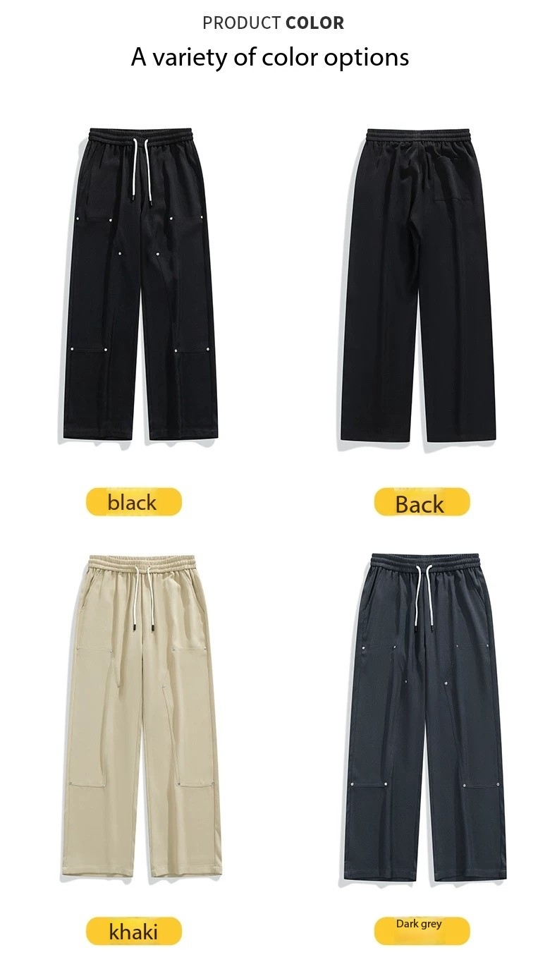 2025 Men's American Vintage Utility Pants - Loose Straight Wide-Leg Spring-Autumn New Arrival Casual Versatile Long Trousers