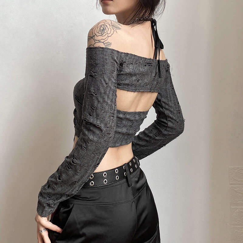 Summer New Women's Solid Color Slim Fit Crop Top Fashion Ruched Halter Neck Off-Shoulder T-Shirt B5