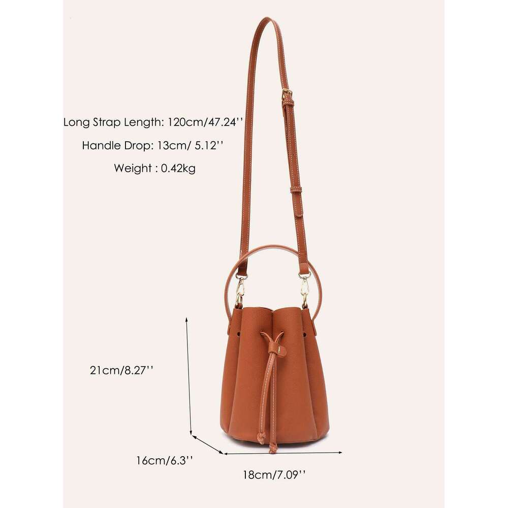 CR Women's Chic Design Top-Handle Bucket Bag PU Leather Patchwork Petals Shaped Drawstring Closure Shoulder Cross Body Handbag