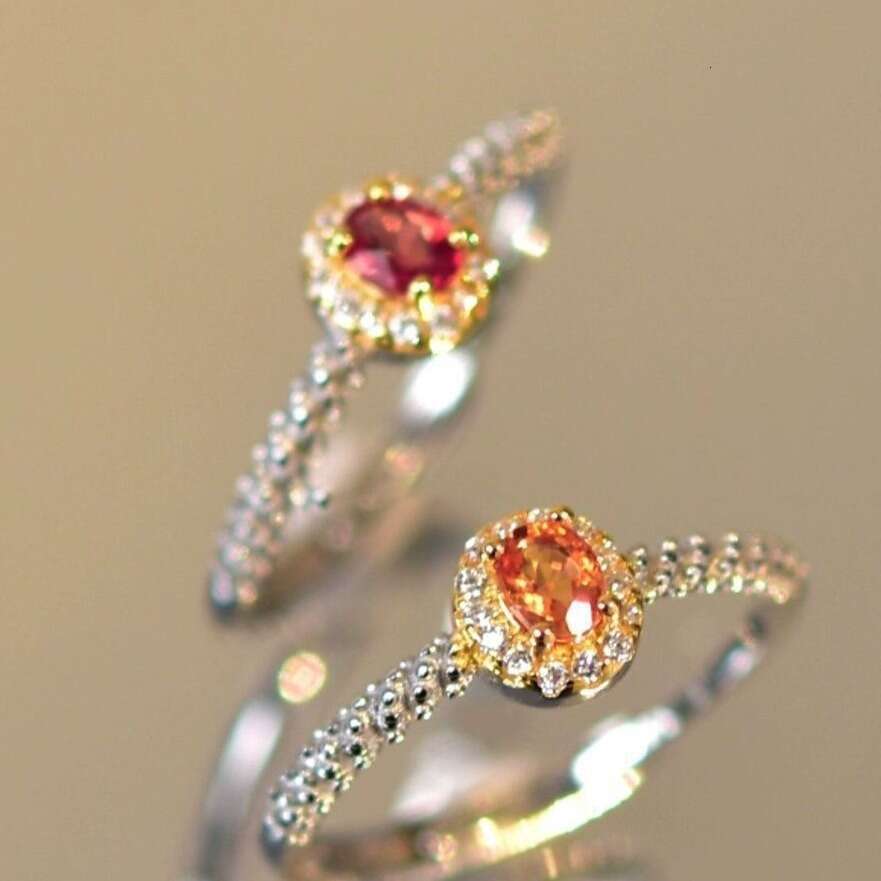for Women Inlaid with Red Zircon Ins Niche Design Vintage Adjustable Luxury Ring