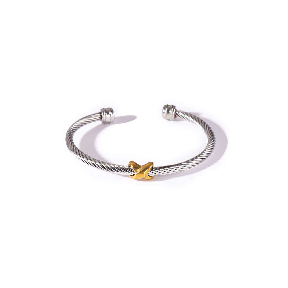 Luxury jewelry designer bracelet gold bracelet between steel wire ropes Europe America stainless steel non fading versatile titanium Fried Dough Twist