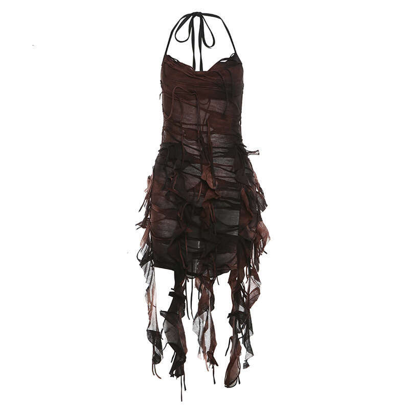 Summer New Women's Solid Color Slim Fit High Waist Fashion Spaghetti Strap Sexy Backless Dress B5