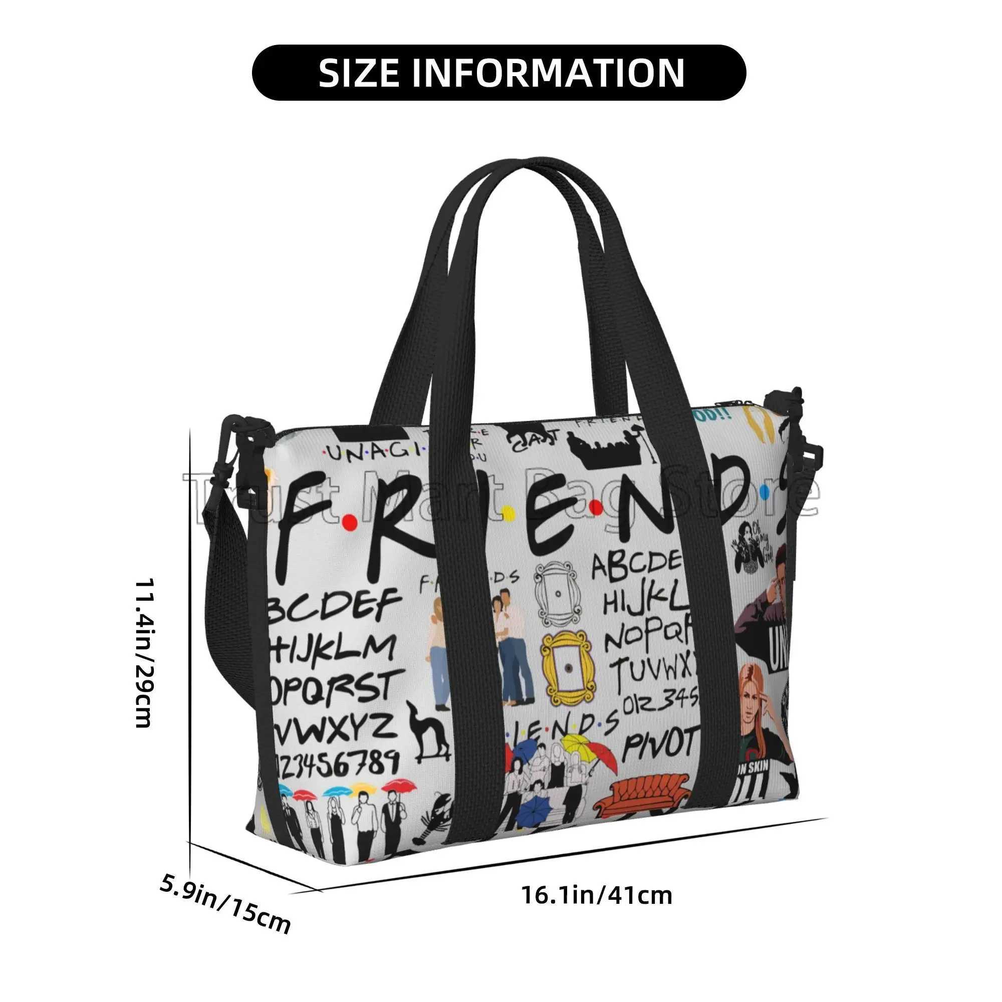 Classic Friends TV Central Perk Print Travel Duffle Bag Multipurpose Weekender Overnight Bags Unisex Waterproof Luggage Bag W250618