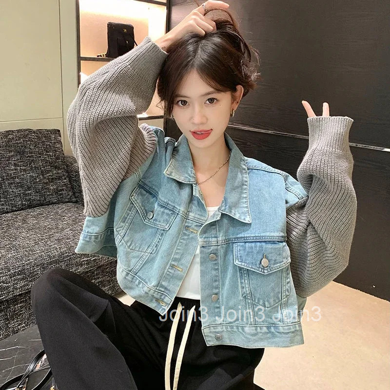 Spring Autumn Korean Popular Clothes Denim Jacket for Women Patchwork Designer 2025 Models Harajuku Cheap Y2k Cowboy Coat Woman