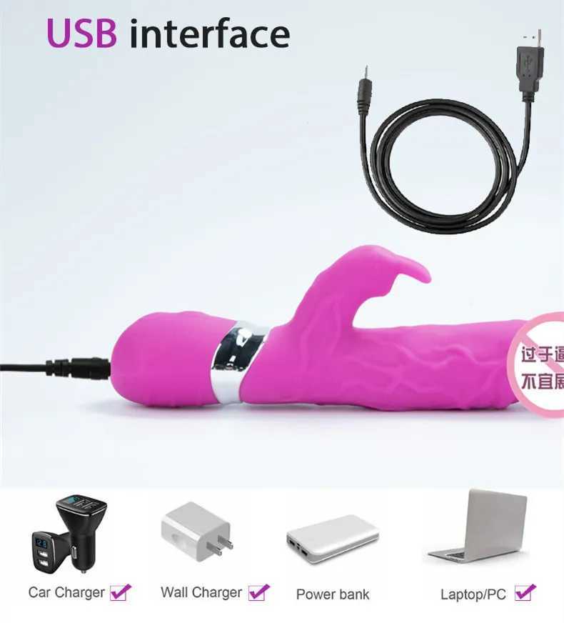 Rabbit Dildo Female Vibrator Rechargeable Stimulator Clitoris Nipple Massager G Spot Vibrator Sex Toys for Women Adult Supplies XJ250618