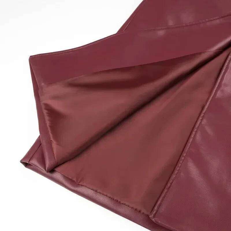 2025 Women New Fashion with Belt Style Single Breasted Faux Leather Coat Vintage Long Sleeve Pockets Female Outerwear