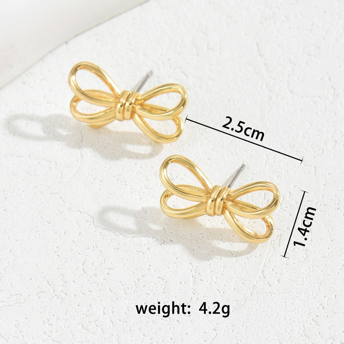 Sweet Korean Style Bowknot Personality Hollow Multi-layer Gold Stud Versatile Internet Celebrity Earrings