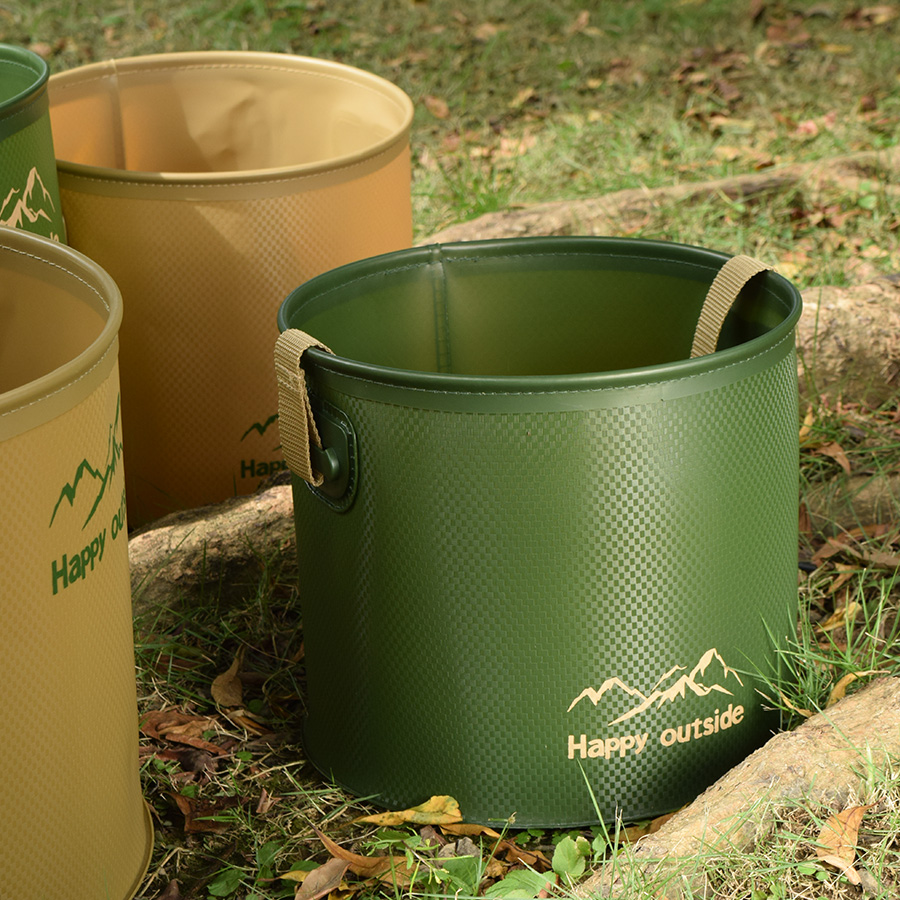 Durable Lightweight 9 Liter Folding Bucket, Perfect for Camping, Hiking, and Picnics, Collapsible 9L Green Foldable Camp Sink & Portable Wash Basin Id