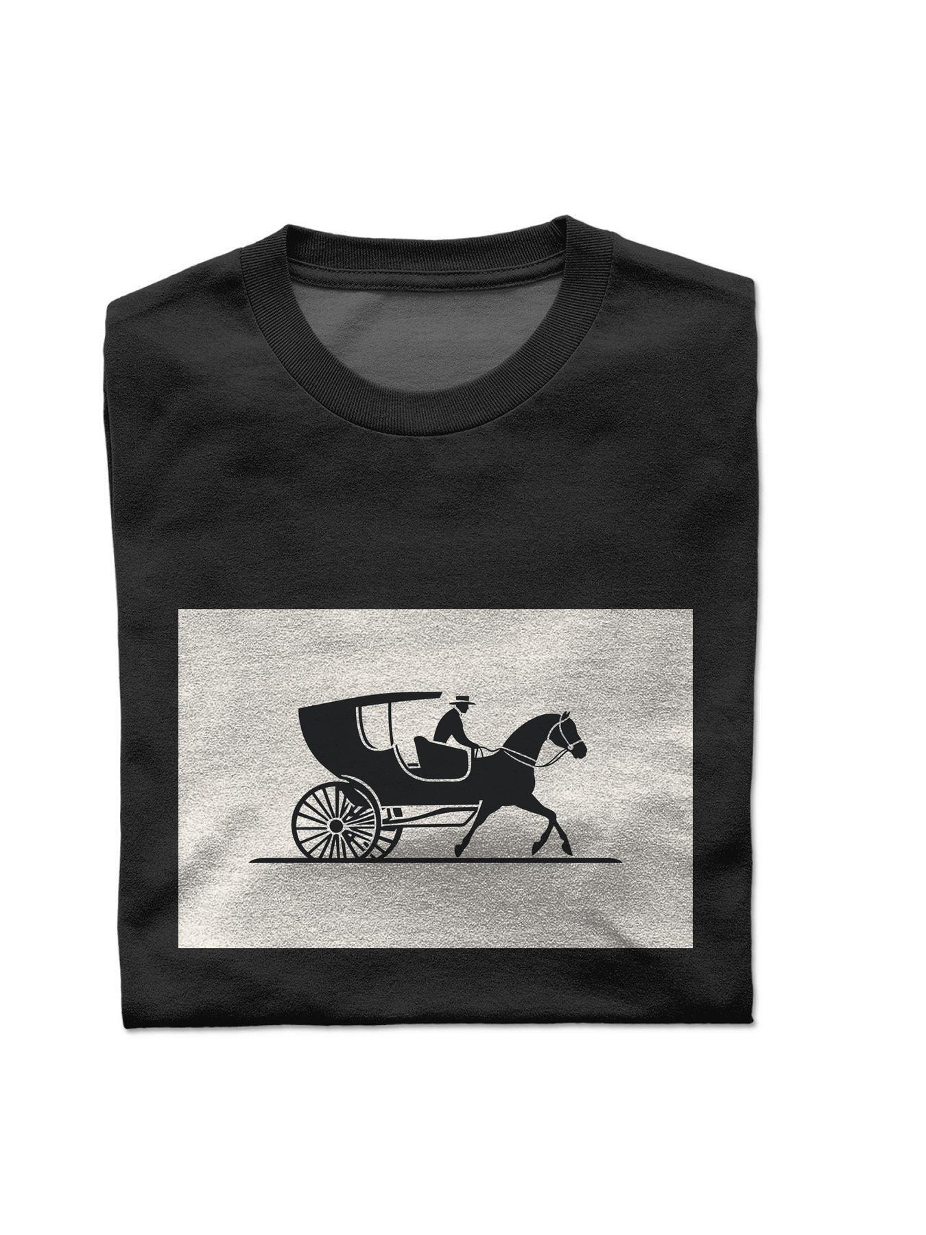 Dongdumaoyi And White T-Shirt With An Image Of A Horse Drawn On It T Shirts Round Collar