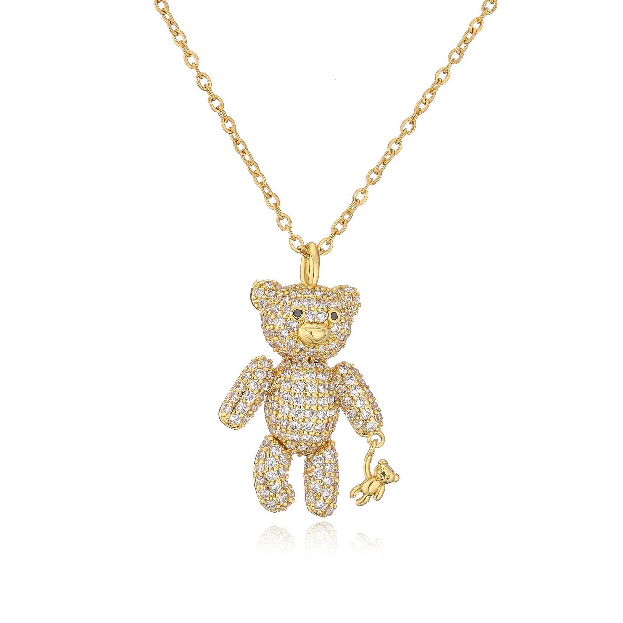 HECHENG New Bear Necklace for Women Fashion Jewelry Bear Pendant Necklace Design Pave Setting Zircon Copper Jewelry Wholesale W250618