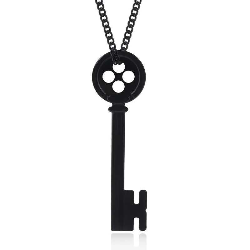 Movie Coraline Black Button Key Of The Secret Door Pendant Necklaces Cosplay Accessories W250618
