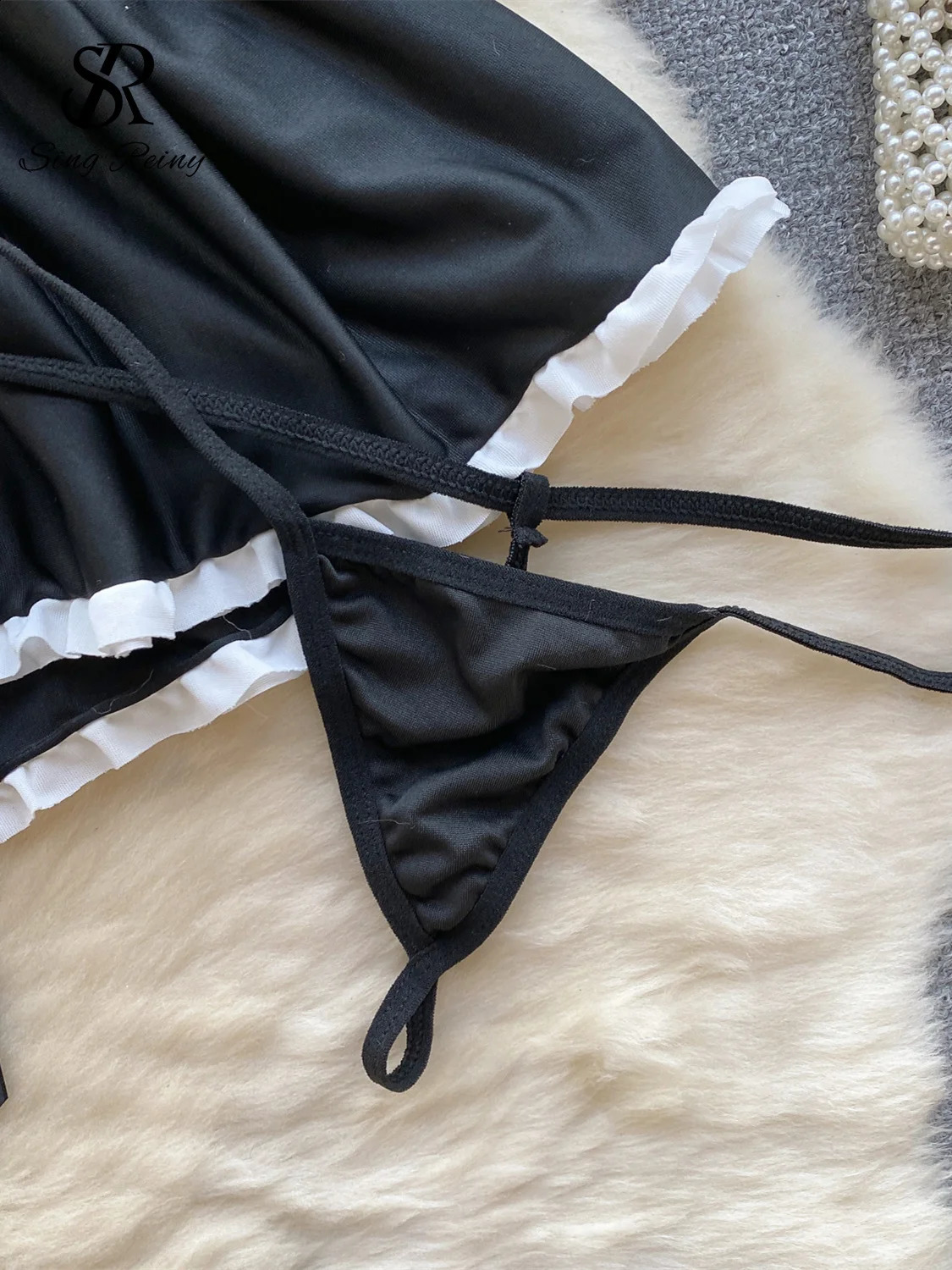 SINGREINY Erotic Uniform Sheer Sexy Pajamas Women Lace Hollow Out Slim Nightwear sweet Cat Cosplay Mesh Porn Underwear Sets 250617