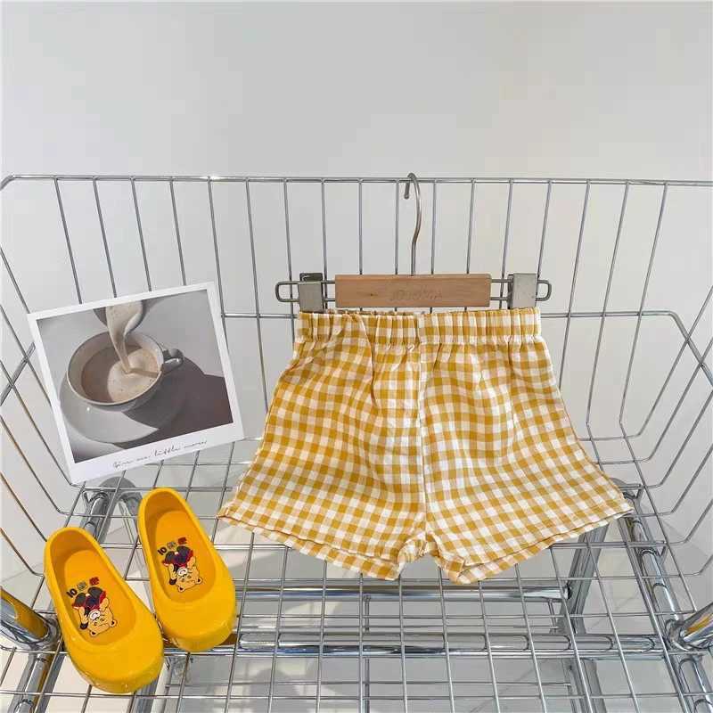 2024 New Summer Clothing Plaid Shorts Boutique Fashion Childrens Wear Pants Short Thin Casual Baby Boys Girls Leisure ShortsC250617