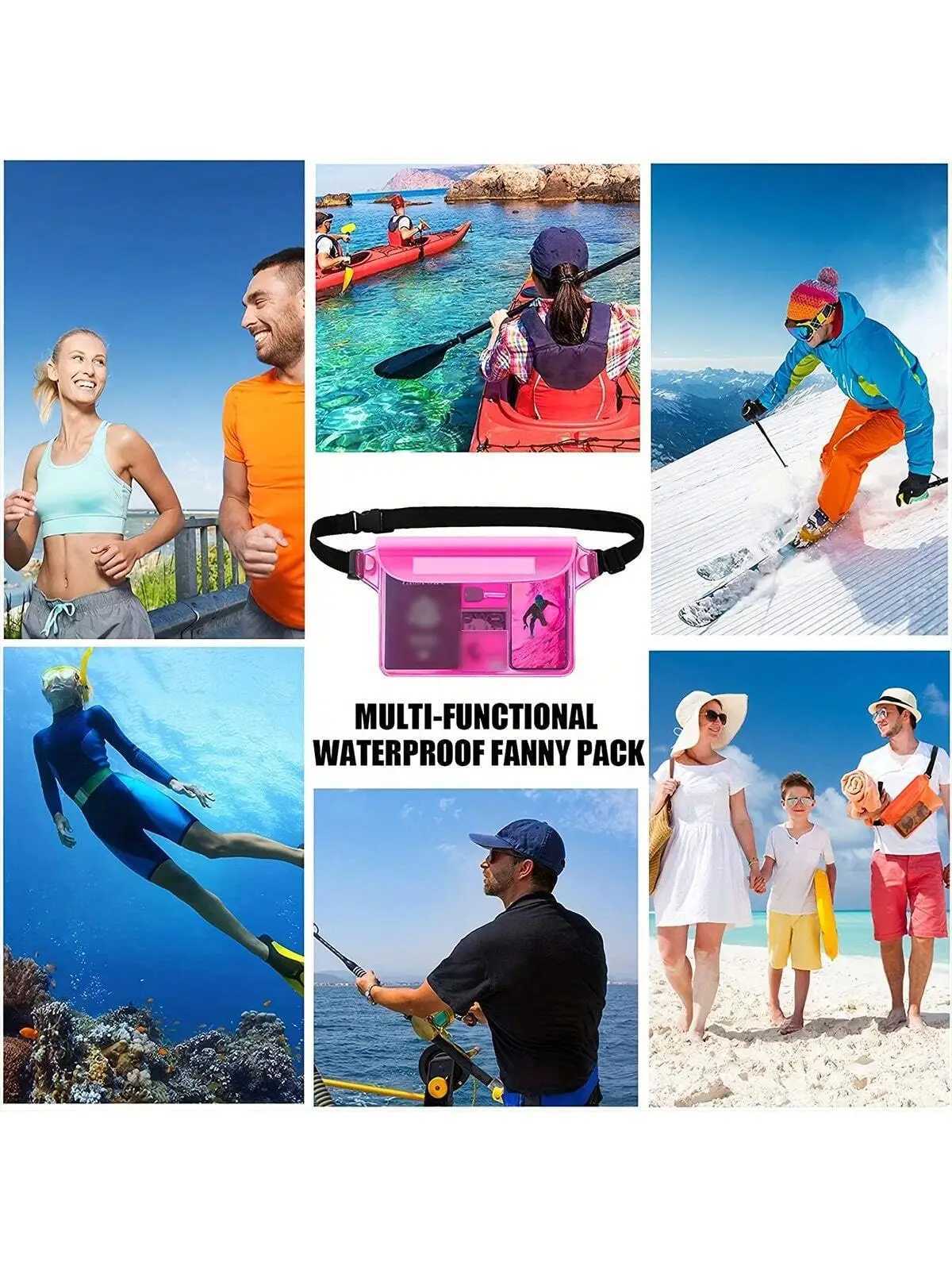 2pcs Summer Outdoor Sports Waterproof Pouch PVC Waterproof Waist Bag Beach Bag Beach Waterproof Mobile Phone Bag Three Layers S B250618
