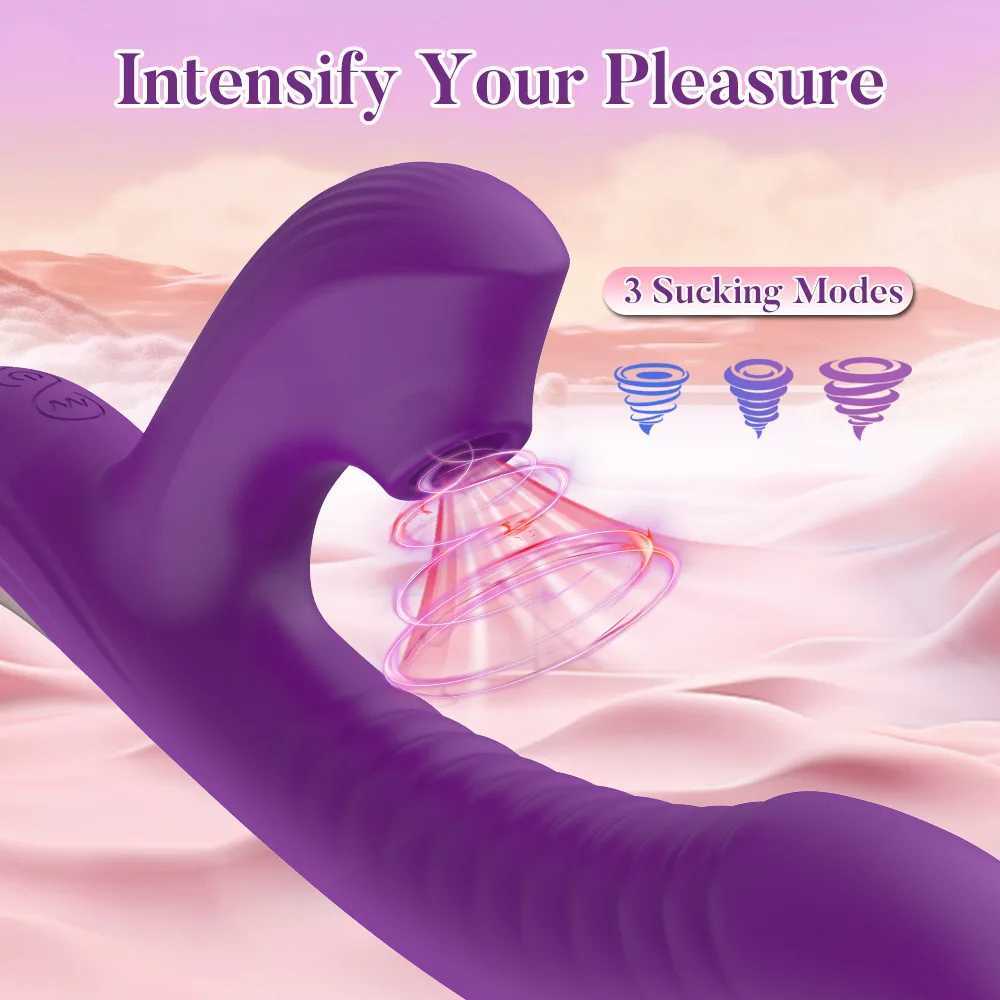 Vagina Sucking Swinging 2-in-1 Vibrator G-Spot Stimulator Dildo Vagina Massager Clitoral Suction Cup Vacuum Adult Sex Toy W250618
