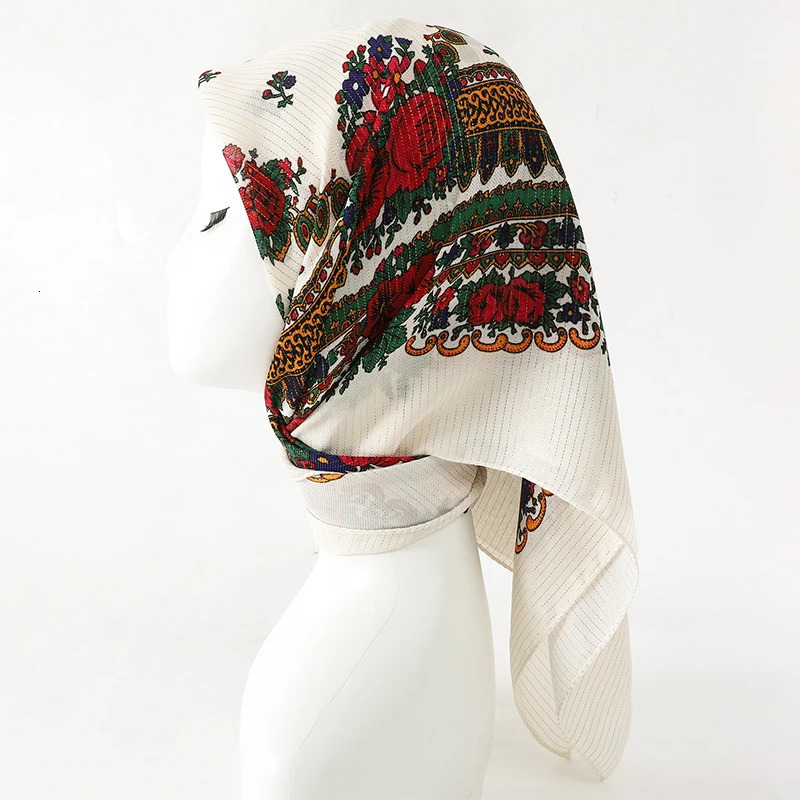 70X70CM High-Quality Square Fashion Scarf Women Floral Cotton Bandanas Lady Scarves HIjab Headband Accessories Handkerchief Hair 250617