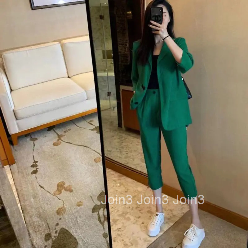 Womens 2 Pant Set Capris and Outfits Blazer Casual Two Pieces Sets Pants for Woman Y2k Streetwear Trousers Suits Korean Style D