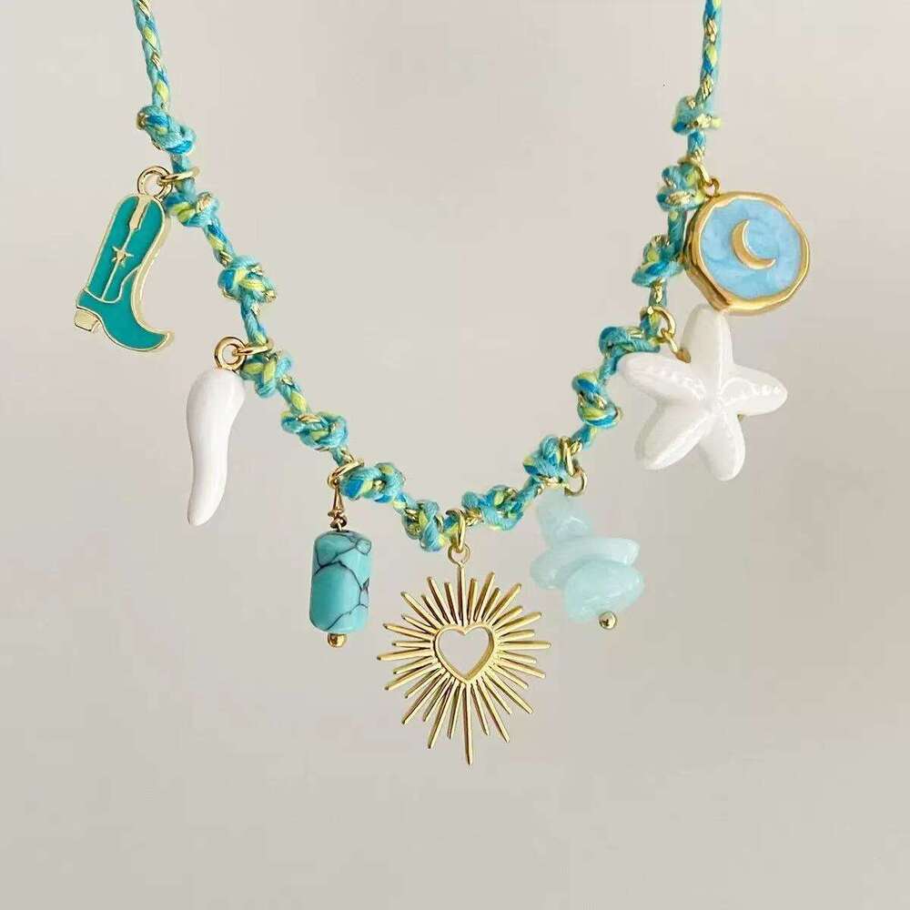 Luxury Jewelry Designer Necklace 2025 New Stainless Steel Necklace Sun Ocean Wind Shell Starfish Necklace Bracelet Combination Light Luxury Simple Vac