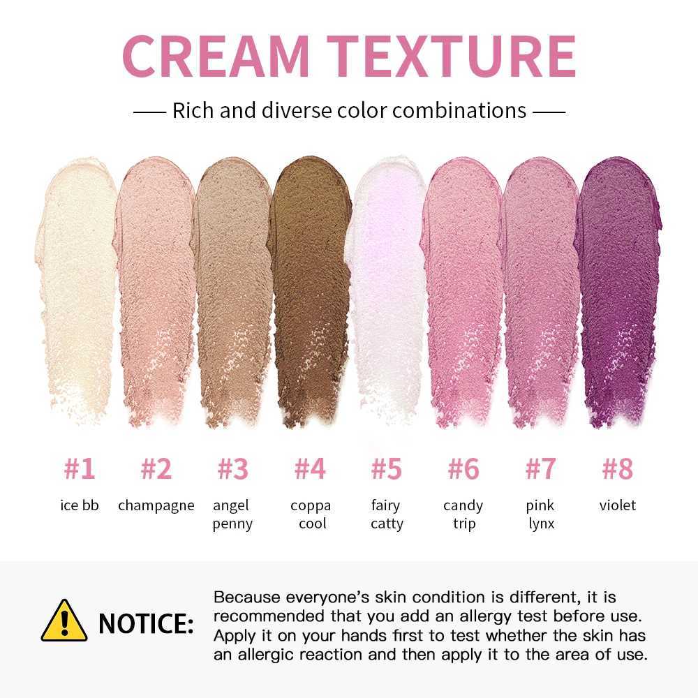 Case Cream Makeup Palette Set 8Colors/set Girly Room Accessories Makeup Eye Shadow Palette Gift for Girl womanXJ250618