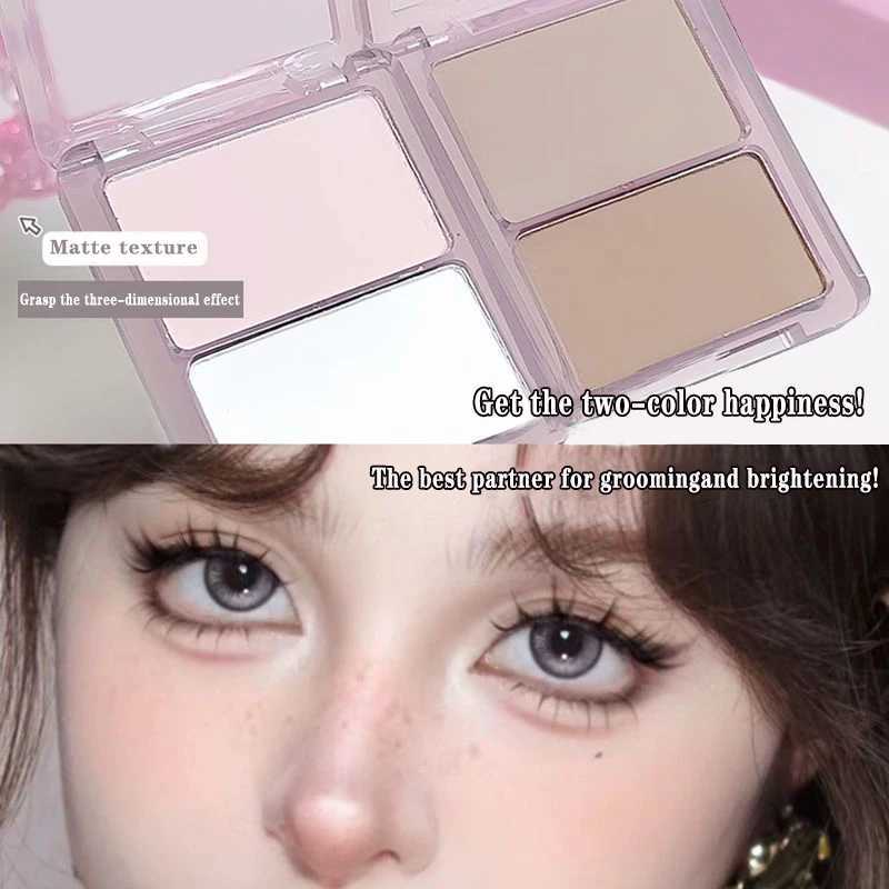 2-in-1 high-gloss contouring two-tone matte facial brightening three-dimensional shadow blush palette Korean-style makeupXJ250618
