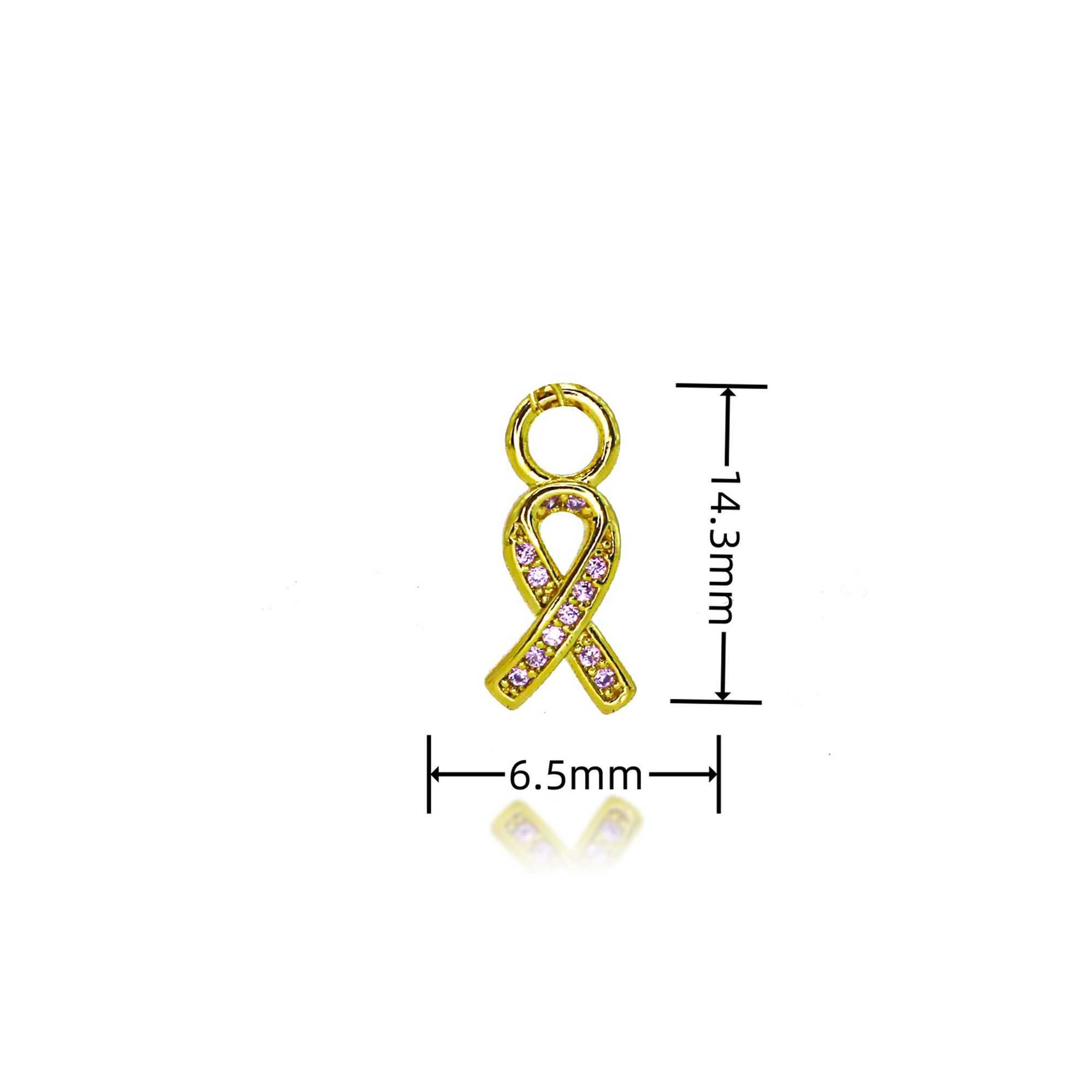 Gold Plated Breast Cancer Awareness Ribbon Charms Necklace for Women Men Soldier Safety Blessing Lucky Pendant DIY Jewelry Gifts W250618