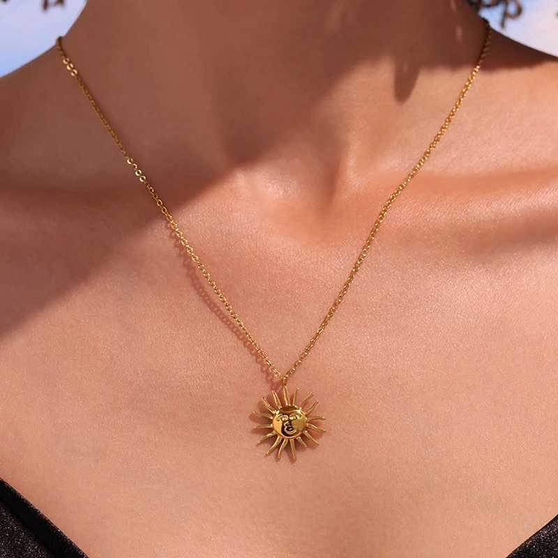 Nivora Minimalist Sun Pendant Necklace For Women Stainless Steel 18k Gold Plated Waterproof Necklace Cocktail Party Jewelry W250618