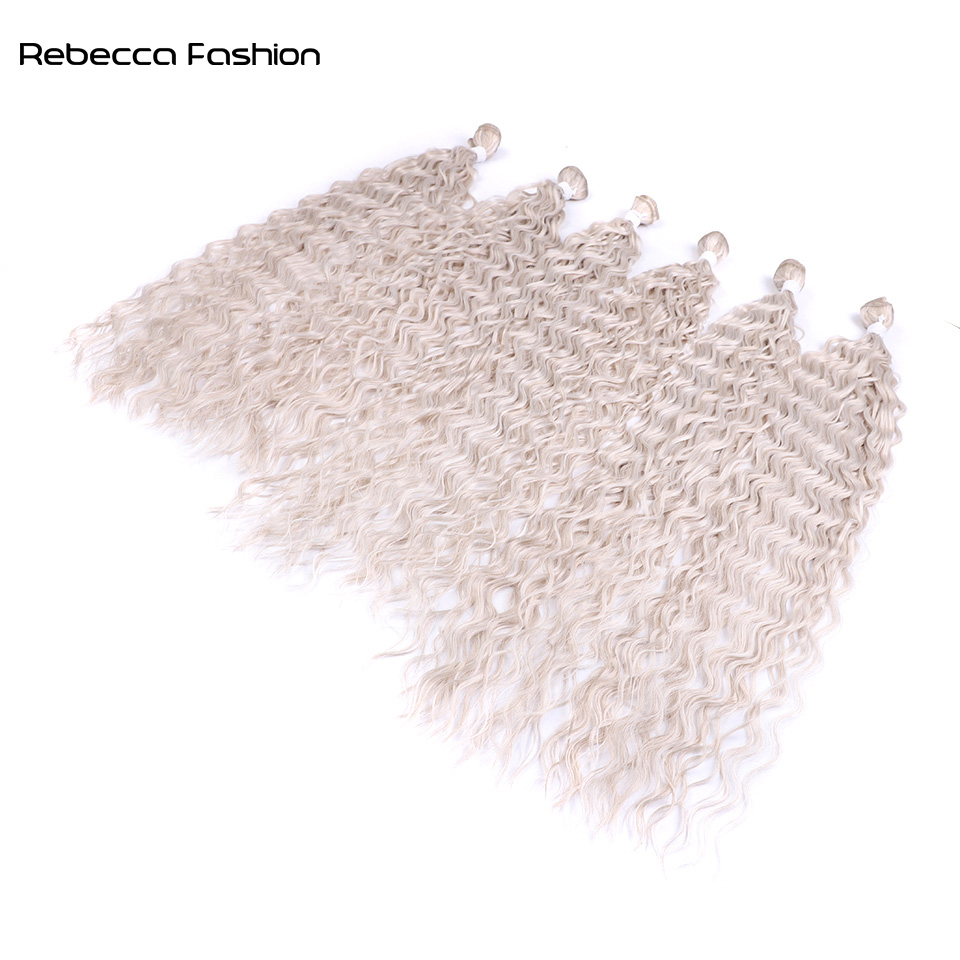 Rebecca Fashion Synthetic Fake Hair Extensions Afro Kinky Curly Hair Bundles Ombre Blonde 24 26 28 inch Super Long Wave Hair Weave