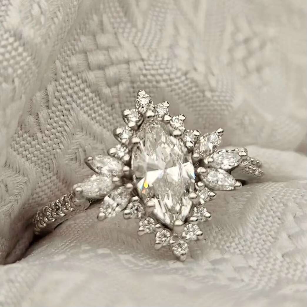 lab grown Luxury 925 Sterling Silver Moissanite Diamond Ring Classic Style Wedding Engagement Jewelry Wife Girlfriend Cut Diamond Parties cvd diamond 