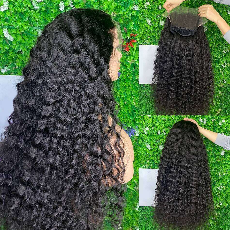 100% Human Hair 13x6 HD Deep Wave Frontal Wigs 13x4 Water Curly 5x5 Glueless Lace Front Wig 30 40 Inch Closure Kinky WearGo