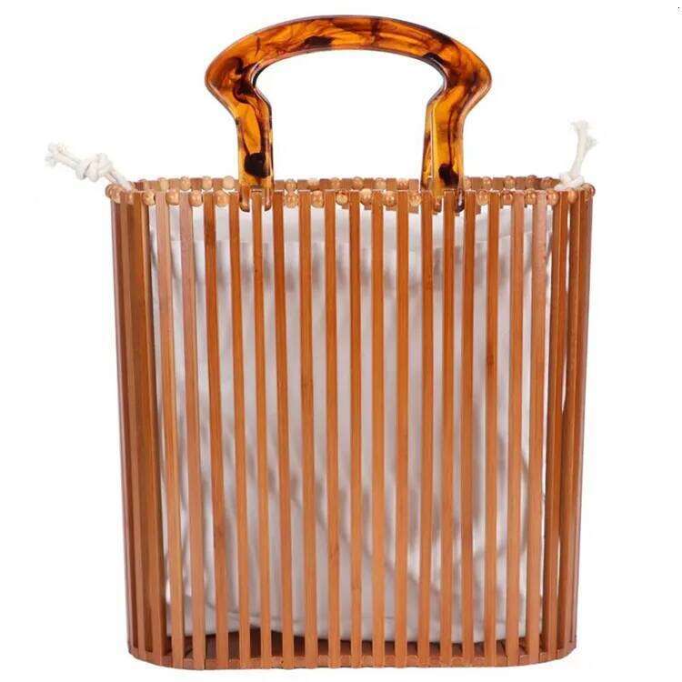 Fashion Beach Bamboo Acrylic Handbag 2024 New European and American Women's Bag
