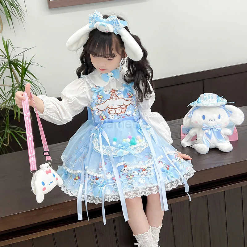 Sanrio 2024 Sanrio Cosplay Cinnamoroll Lolita Princess Dress Summer ChildrenS Birthday Party Costume Puffy Skirt Dress Suit Girls Gift XJ250618