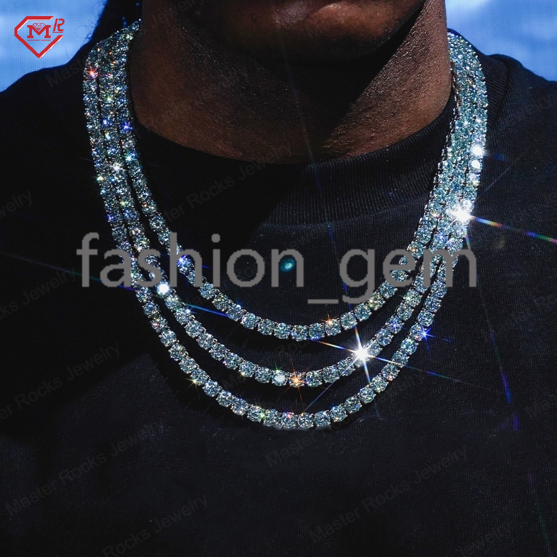 8MM Vvs Moissanite Diamond 925 Sterling Silver Tennis Chain Hiphop Iced Out Moissanite Tennis Chain