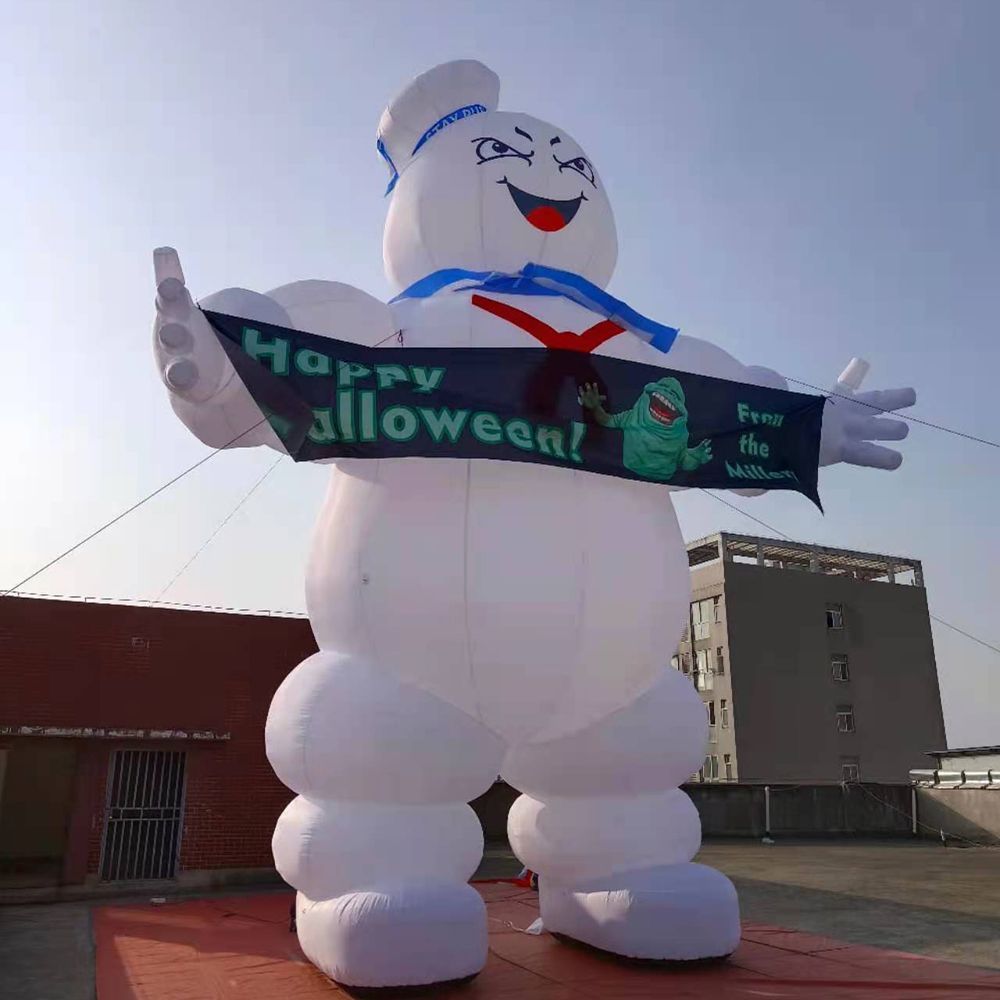 10m height (33ft) Stay Puft Inflatable Marshmallow man PU Halloween decoration Ghostbuster model for outdoor advertising
