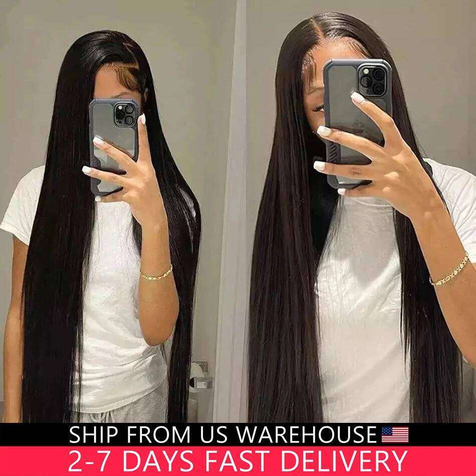 13x4 13x6 Hd 30 32 34 Inch Straight Front Human Hair 360 Lace Frontal 5x5 Gluless Closure Wig