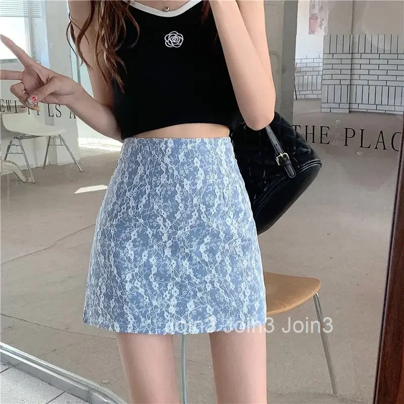 High Waist Skirts for Women Tight Short Woman Skirt Wrap Lace Mini Zipper V Y2k Vintage Korean Style Quality 2025 Trend A Line