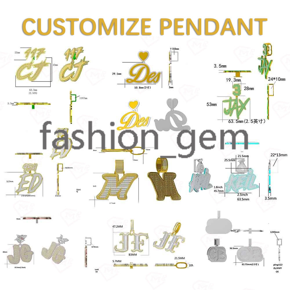 Buss Down Custom Moissanite Pendant Crown Bail Iced Out Initial Letter 925 Silver Hiphop Moissanite Pendant