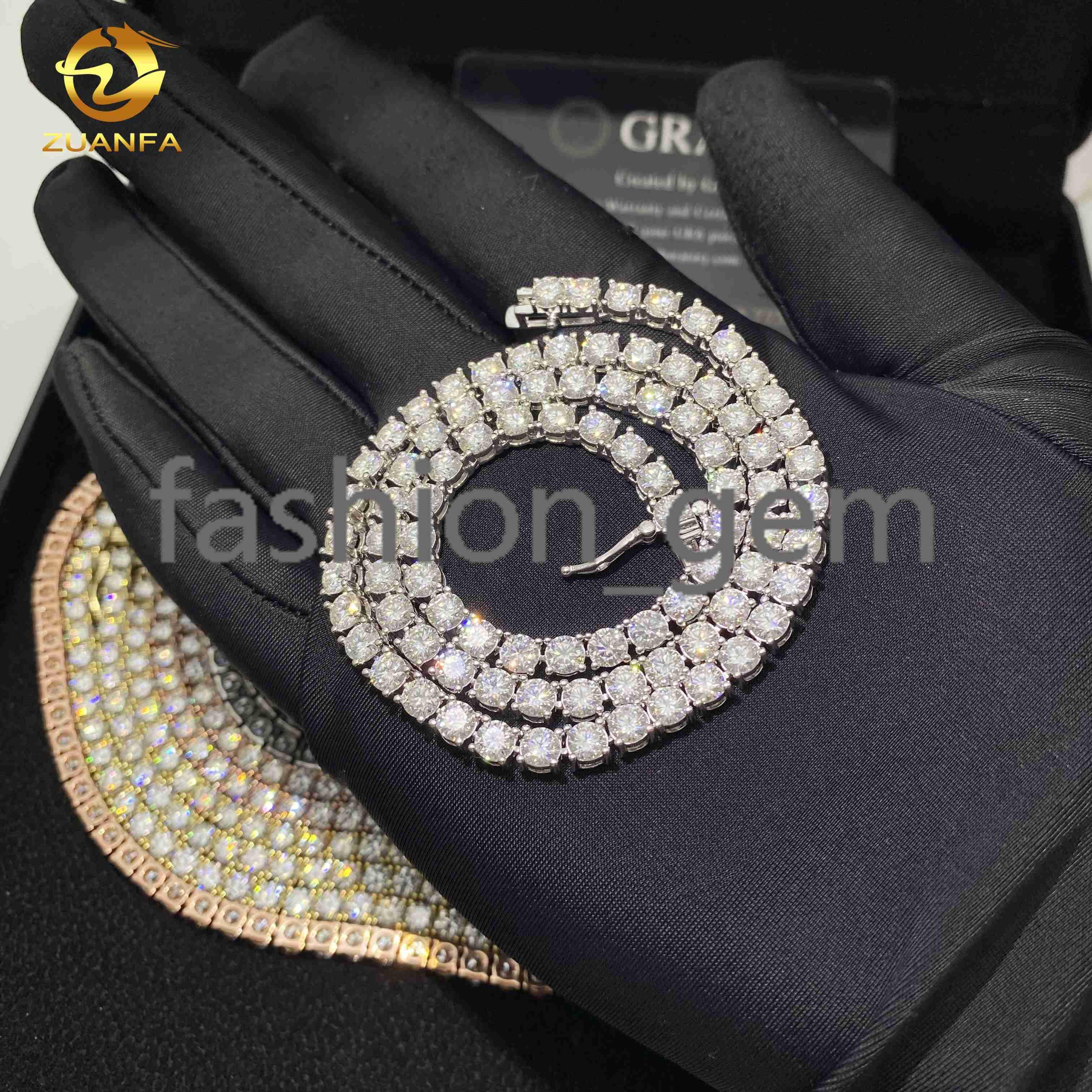 925 Silver Hip Hop Tennis Choker Chain Iced Out Jewelry 2mm 3mm 4mm 5mm 6.5mm VVS Moissanite Diamond Chain Tennis Necklace
