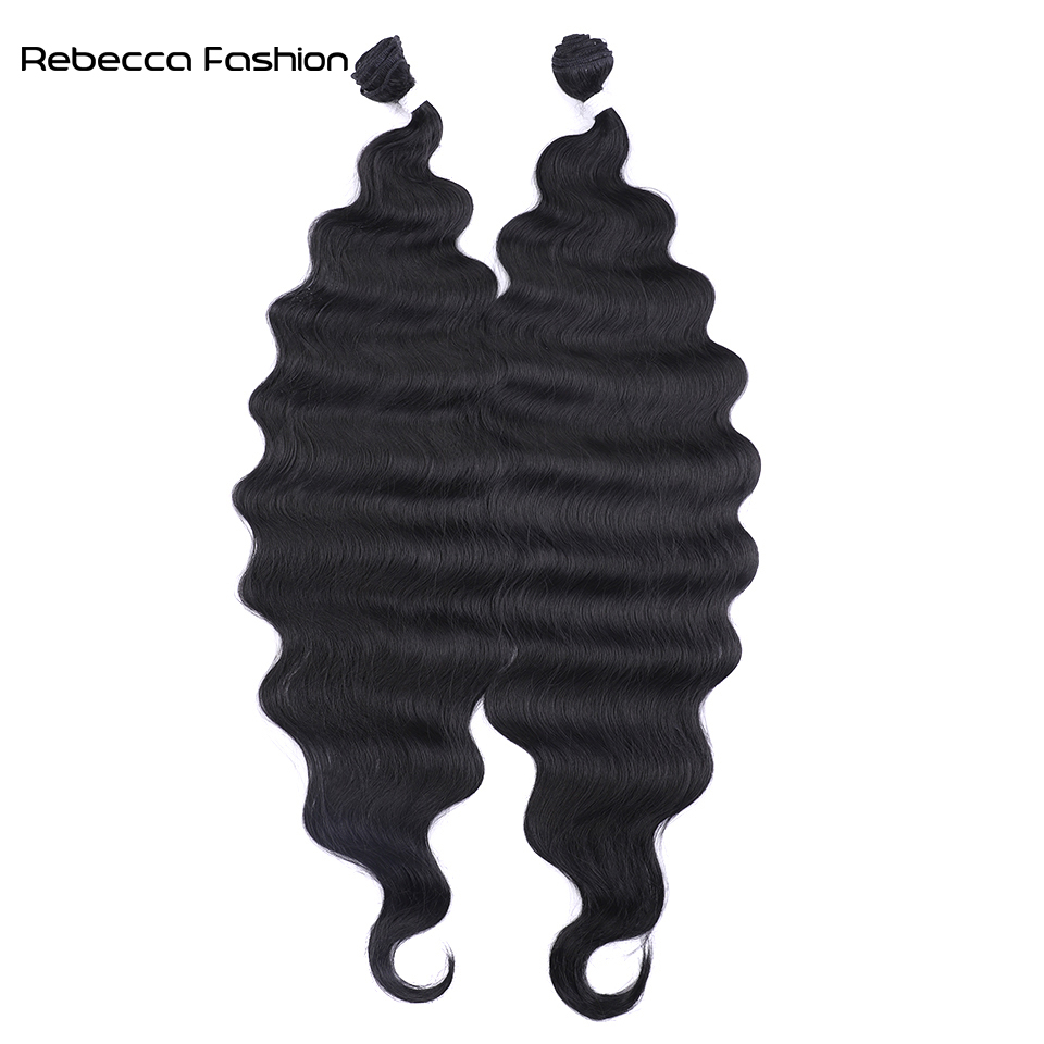 Rebecca Fashion Synthetic Hair 30 Inch Body Wave Synthetic Hair Extensions Ombre Blonde Brown Fake Hair Bundles Super Long Hair Weave