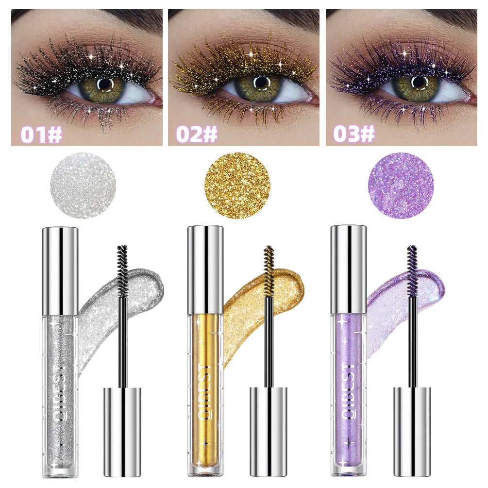 Sliver Gold Purple Glitter Mascara Quick Dry Long Lasting Waterproof Curling Thick Shiny Eyelash Fashional Sexy Diamond Mascara 250618